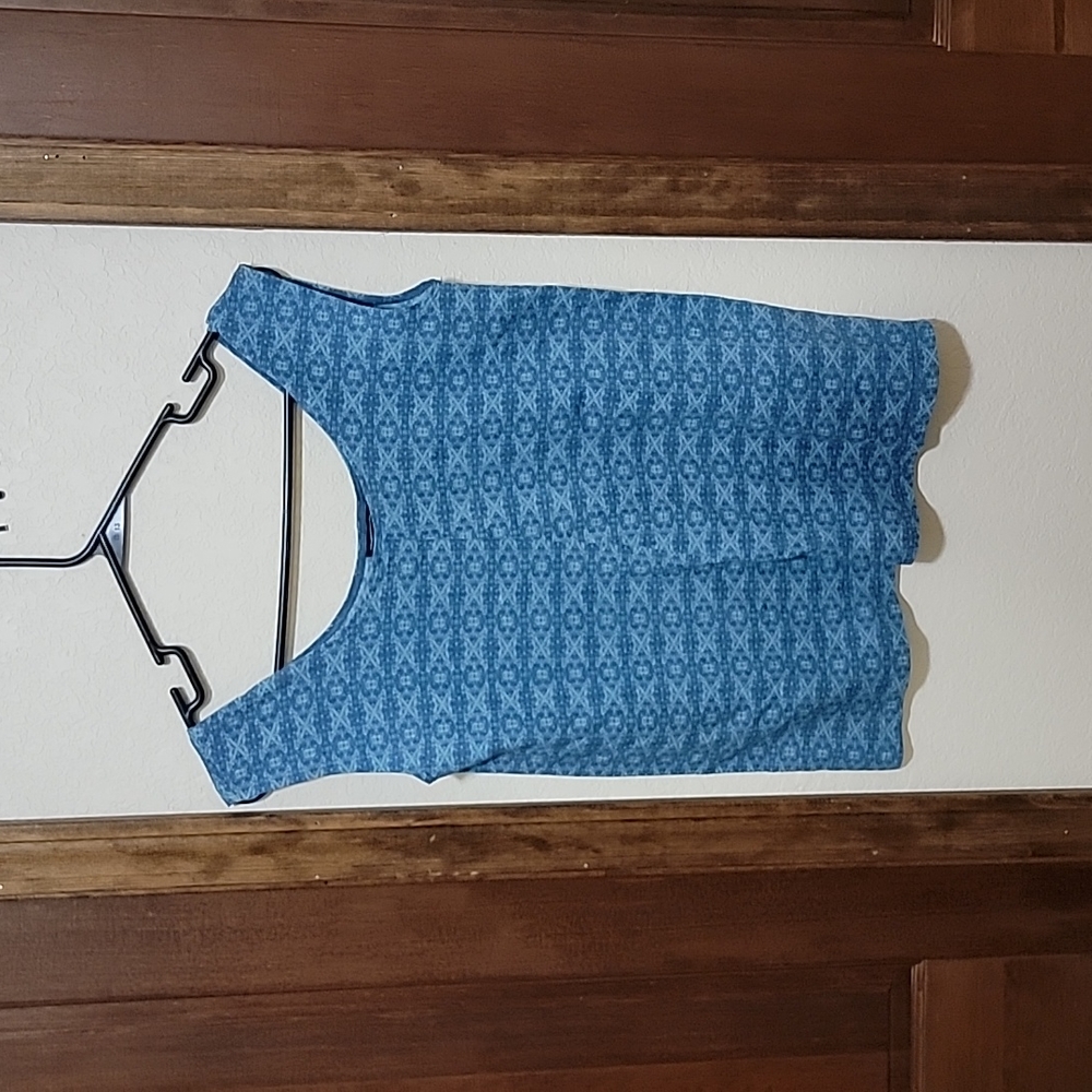 Blue/Aqua Maggie's Organics Tank Top Large Cotton